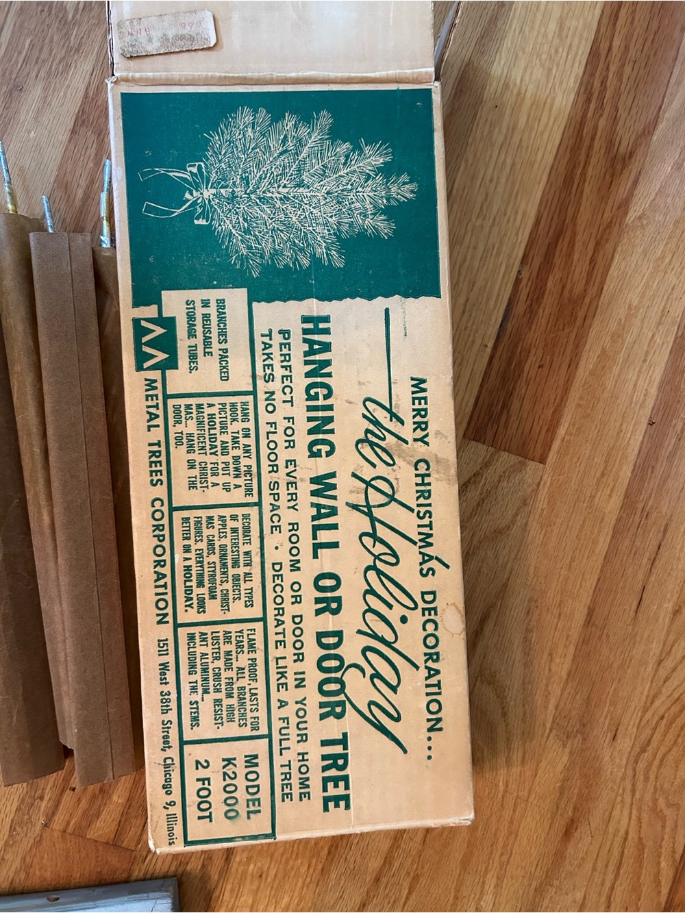 Vintage The Artificial Hanging Wall or Door Tree - Green Box